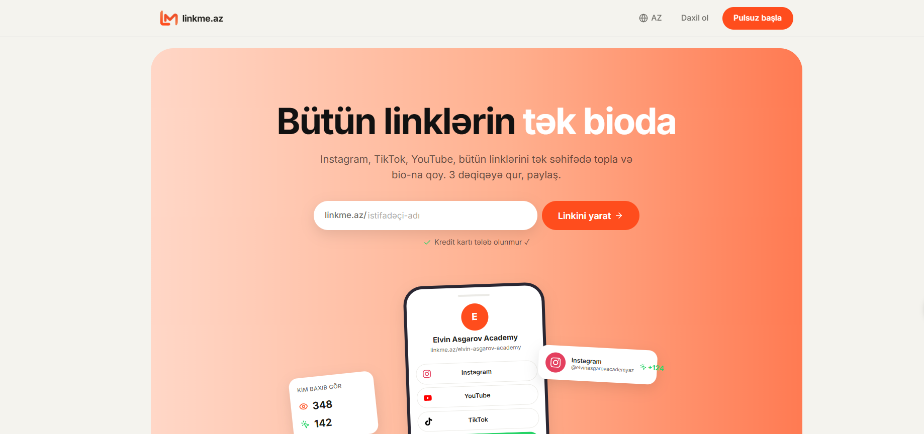 Profil şəkli, ad, bio və əlaqə məlumatlarınızı əlavə edin. Tam profil istifadəçilərdə daha peşəkar təəssürat yaradır.